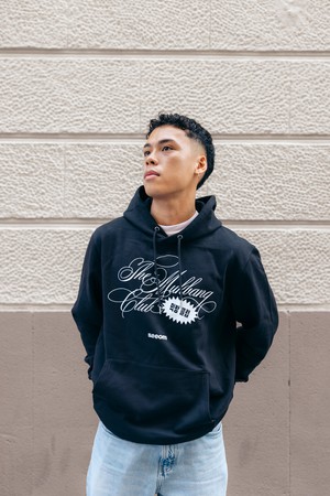 MUKBANG BLACK HOODIE from SSEOM BRAND