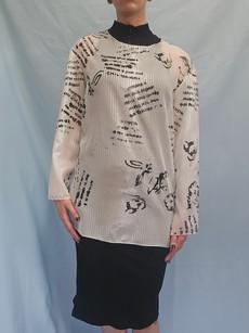 Illustrated Sheer Longsleeve Top via Stephastique