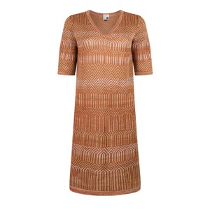 Himba Graphic Jacquard Linen Blend Knitted Dress With Belt - Brown/Neutrals Blend from STUDIO MYR