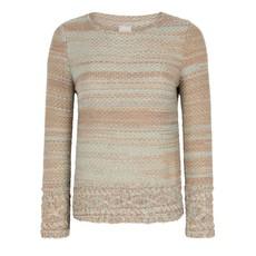 Fair Merino Blend Tweed Knit Jumper With Cable Details - Beiges Blend via STUDIO MYR