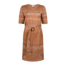Himba Graphic Jacquard Linen Blend Knitted Dress With Belt - Brown/Neutrals Blend via STUDIO MYR