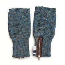 Duke Mens Fingerless Gloves Rib Knit Merino Blend With Sturdy Zippers - Teal Mix via STUDIO MYR