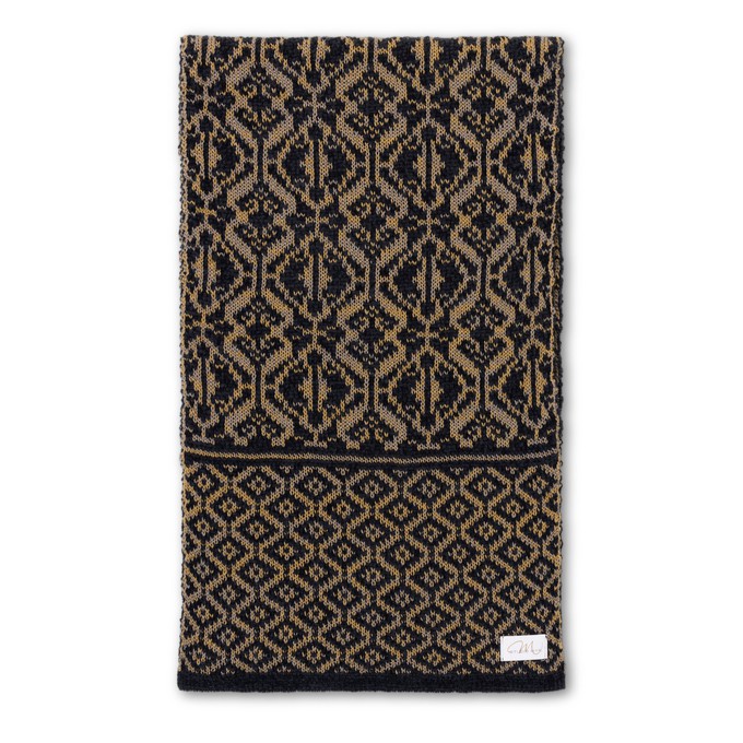 Vittoria Double Knit Velvet & Merino Scarf – Black/Antique Gold from STUDIO MYR