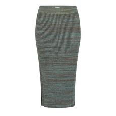 Raindrops Rib Knit Pencil Midi Skirt With Sparkles - Teal Blue Merino Wool Blend via STUDIO MYR