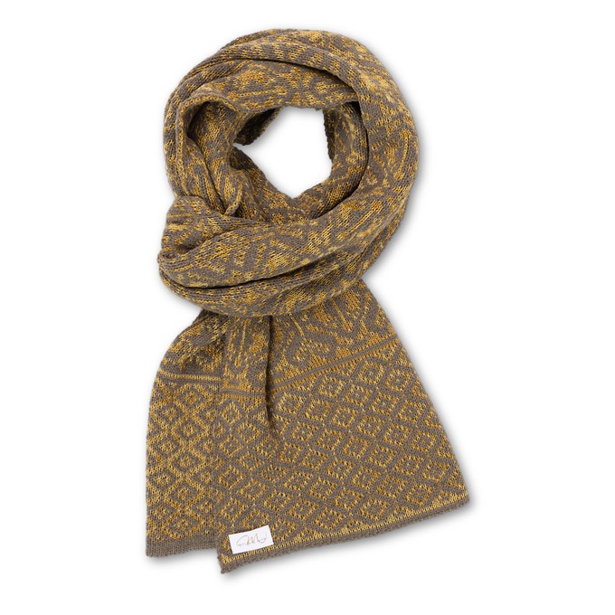 Antonia Double Knit Velvet & Merino Scarf – Brown/Antique Gold from STUDIO MYR