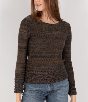 Raven Merino Blend Tweed Knit Jumper with Cable Details – Grey Blend from STUDIO MYR