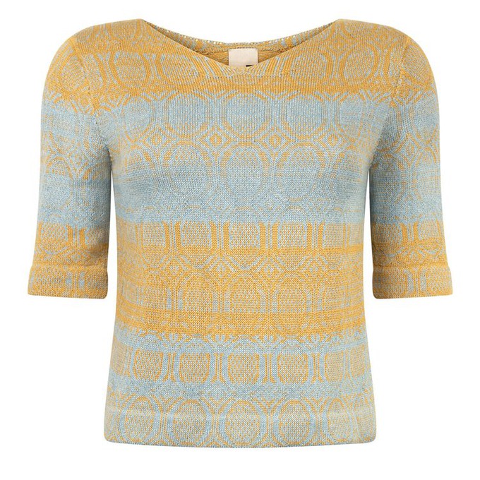 Denîmes Gradient Graphic Jacquard Cotton Jumper - Golden With Light Blue from STUDIO MYR