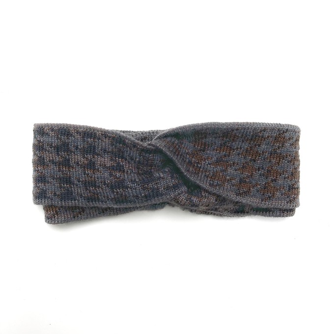 Raven Pied-de-Poule Jacquard Knit Merino Blend Hairband – Grey/Brown Blend | Studio Myr from STUDIO MYR