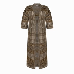 Dogon Linen Blend Tribal Jacquard Knitted Kimono Cardigan - Black/Neutrals from STUDIO MYR