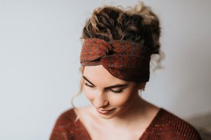 Ginger Pied-de-Poule Jacquard Knit Merino Blend Hairband – Rust Brown Blend | Studio Myr from STUDIO MYR