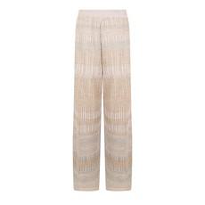 Berber Graphic Jacquard Linen Blend Knitted Palazzo Trousers - White/Neutrals Blend via STUDIO MYR