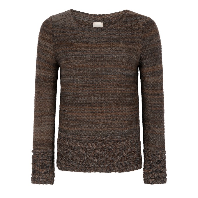Raven Merino Blend Tweed Knit Jumper with Cable Details – Grey Blend from STUDIO MYR