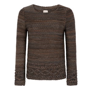 Raven Merino Blend Tweed Knit Jumper with Cable Details – Grey Blend from STUDIO MYR