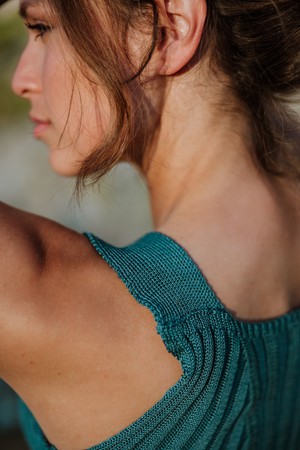 Florentina Rib Knitted Square Neck Tank Top – Teal Blue from STUDIO MYR