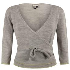 Mouse Merino Wrap Top With Green Glitter Detail - Natural Grey via STUDIO MYR