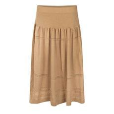 Honey Merino Bohemian-Chic Knitted Swirly Midi Skirt With Lace Details - Honey via STUDIO MYR