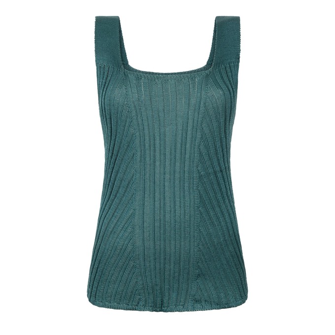 Florentina Rib Knitted Square Neck Tank Top – Teal Blue from STUDIO MYR