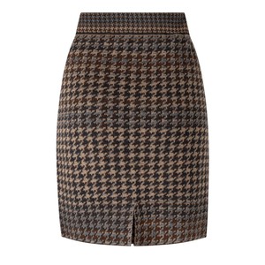 Raven Pied-De-Poule Jacquard Knit Merino Blend Pencil Skirt - Grey/Brown Blend from STUDIO MYR