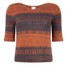 Denîmes Gradient GraphicJacquard Cotton Jumper - Indigo Blue With Rust Brown via STUDIO MYR