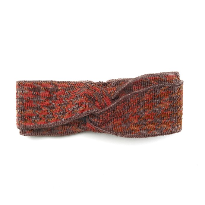 Ginger Pied-de-Poule Jacquard Knit Merino Blend Hairband – Rust Brown Blend | Studio Myr from STUDIO MYR