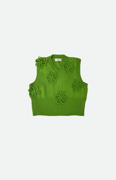 Flower vest - cotton green L via Studio Selles