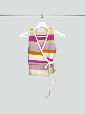 Wrap top - cream/pink/lilac/yellow/orange - XS/S from Studio Selles