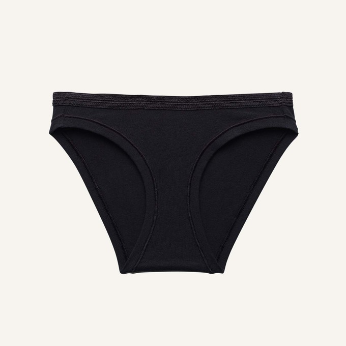 Organic Cotton Low-Rise Bikini in Carbon (No Leg Elastic) from Subset