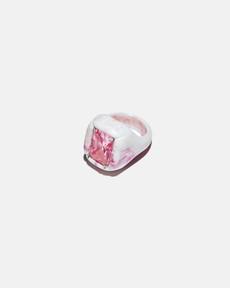 terrible studio*monthly schedule recycled plastic pink stone ring_pink via terrible studio