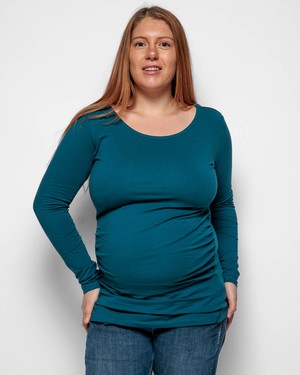 Maternity Long Sleeve Top in Teal Organic Cotton from The Bshirt