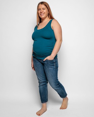 Maternity Vest Top in Teal Organic Cotton from The Bshirt