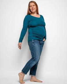 Maternity Long Sleeve Top in Teal Organic Cotton via The Bshirt