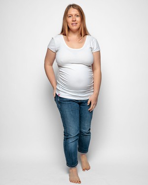 Maternity Tshirt Top in White Organic Cotton from The Bshirt