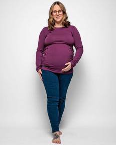 Maternity Long Sleeve Top in Plum Organic Cotton from The Bshirt