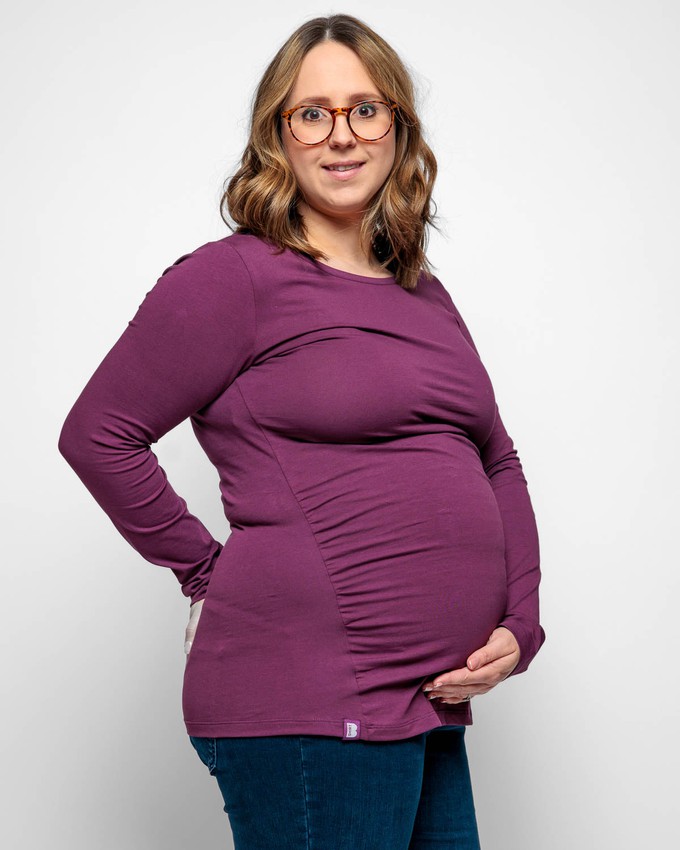 Maternity Long Sleeve Top in Plum Organic Cotton from The Bshirt