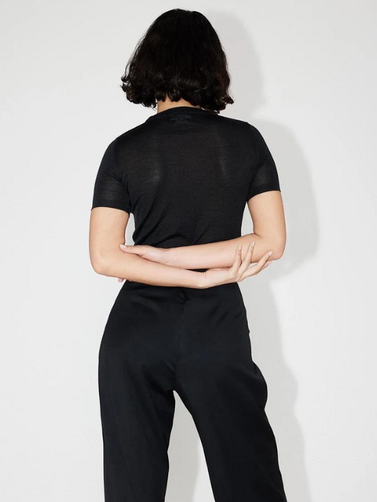 Black Merino Wool T-shirt | Rhea. from The Collection One