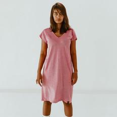 Kleid - recycelte Baumwolle - Piqué rot meliert via The Driftwood Tales
