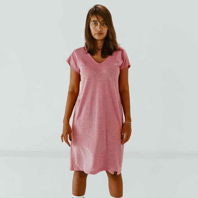 Kleid - recycelte Baumwolle - Piqué rot meliert from The Driftwood Tales