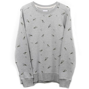 Sweatshirt - Bio-Baumwolle - fliegende Frau Fisch und Haken - Grau meliert from The Driftwood Tales