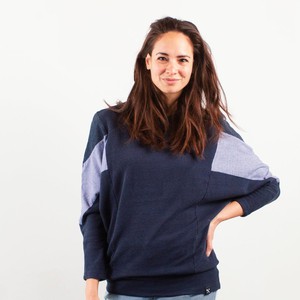 Sweatshirt - AMY - aus 4 verschiedenen recycelten Stoffen: blau, blau, denimº from The Driftwood Tales