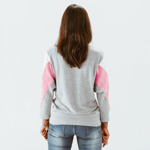 Sweatshirt - AMY - gemaakt van 4 verschillende gerecyclede stoffen - wit, donker roze, grijs from The Driftwood Tales