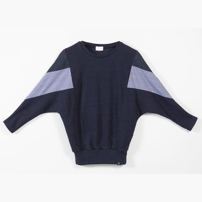 Sweatshirt - AMY - aus 4 verschiedenen recycelten Stoffen: blau, blau, denimº from The Driftwood Tales