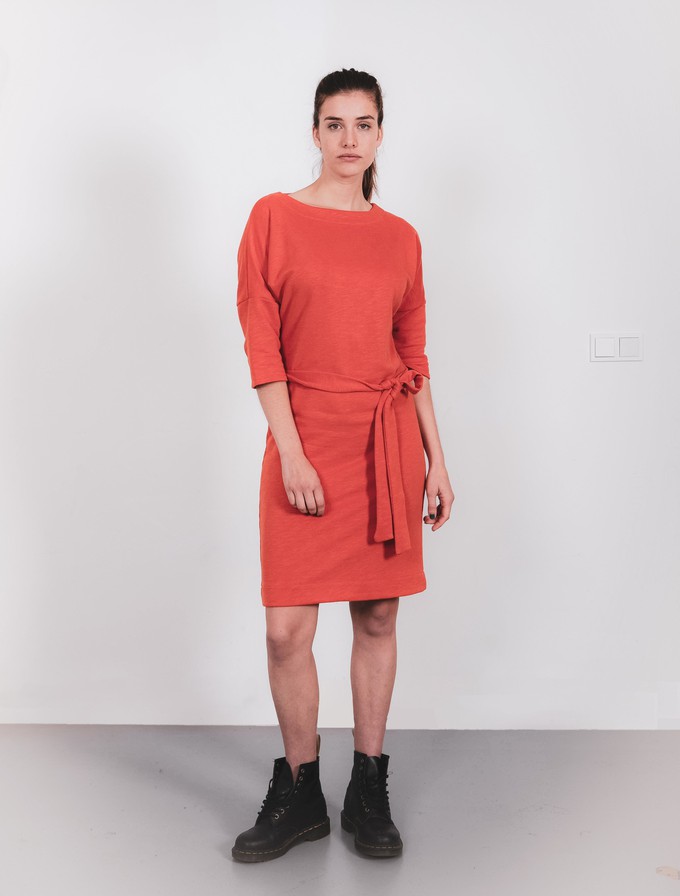 Kleid - recycelter Sweatshirtstoff - orange from The Driftwood Tales