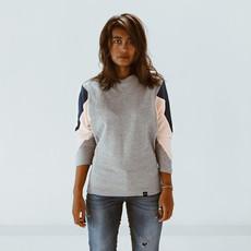 Sweatshirt - AMY - aus 4 verschiedenen recycelten Stoffen - Hellrosa, Denim, Grau via The Driftwood Tales