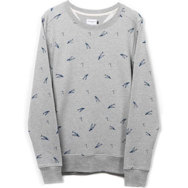 Sweatshirt - Bio-Baumwolle - fliegende Frau Fisch und Haken - Grau meliert from The Driftwood Tales