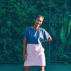 Kleid - Re-Denim + rosa Baumwolle via The Driftwood Tales