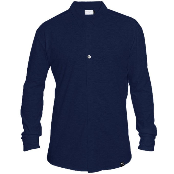 Overhemd - Biologisch katoen - navy blauw - verborgen button down from The Driftwood Tales