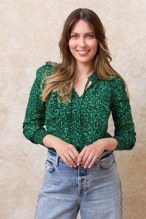 Orna Frill Nursing Shirt | Green from Tilbea London
