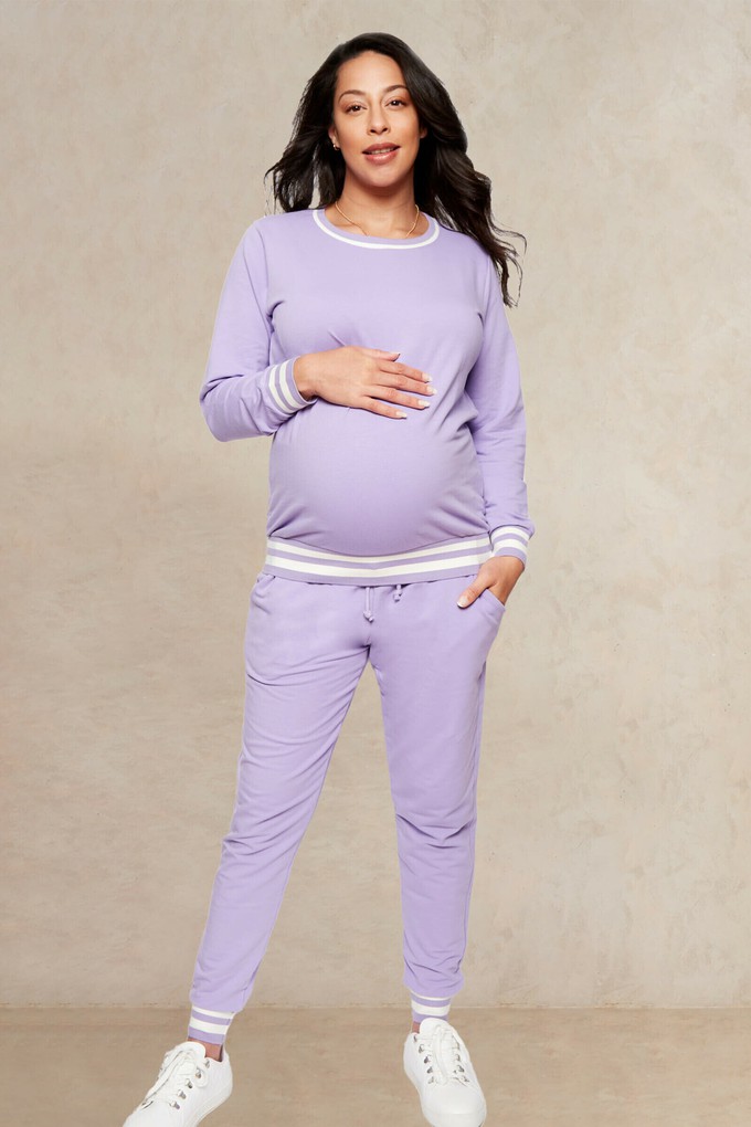 Lilac Maternity Joggers from Tilbea London