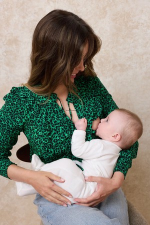 Orna Frill Nursing Shirt | Green from Tilbea London