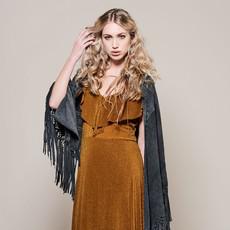 Nadine extra large suede fringe wrap - grey via Treasures-Design